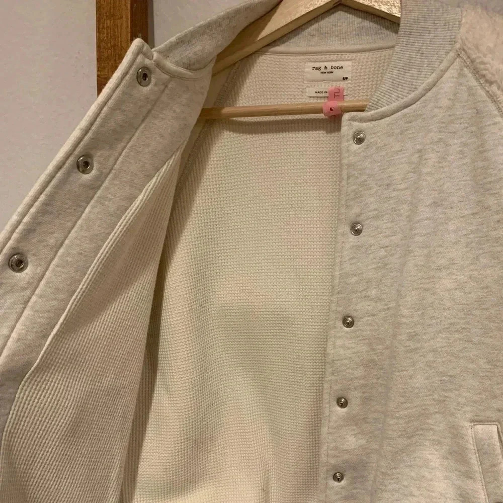 RAG & BONE EUC Ivory Sherpa Varsity Jacket Baseball - Picture 7 of 8